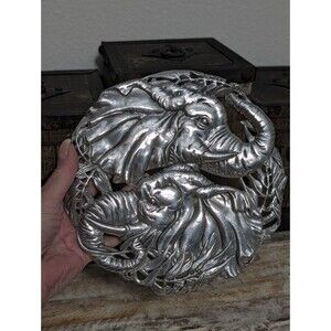 Arthur Court Elephant Trivet 1995 Cast Aluminum Safari Jungle Decor